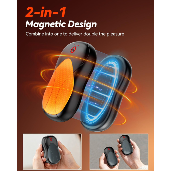 Електричні грілки для рук PHEJIE, 2 шт. з підзарядкою, 3 режими нагріву, портативні, для активного відпочинку, кемпінгу, гольфу, подарунок для жінок та чоловіків (чорний, срібний)