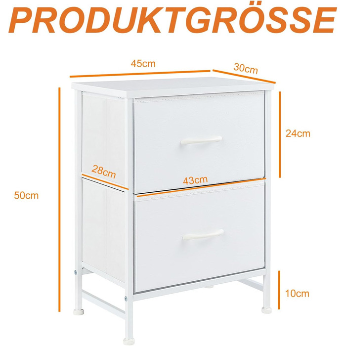 Набір приліжкових тумбочок DUMOS (2 шт.) з ящиком, індустріальний стиль, білий | Приліжкові столики для спальні, дитячої, вітальні | Набір для зберігання