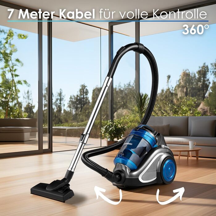 Пилголом Steinborg без мішка HEPA фільтр 2в1: для підлоги, щілини, м'яких меблів, 7м, 7м, 360° гнучкий шланг