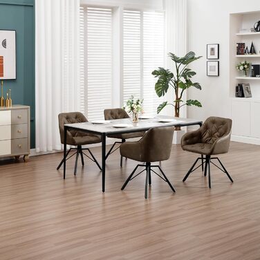 Крісло для їдальні WOLTU EZS61br-1 (8 шт.) з підлокітниками, штучна шкіра, металеві ніжки, коричневе