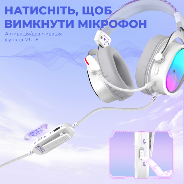 Навушники Fifine H16 7.1 White RGB