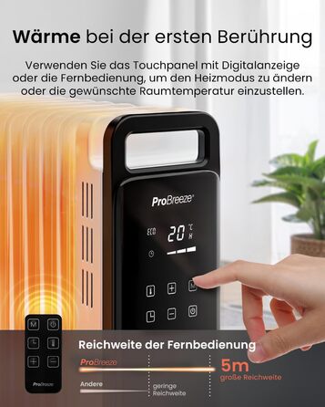 Електричний масляний радіатор Pro Breeze OmniWarm 2500W з 11 ламелями - енергозберігаюча теплова гармата з термостатом, таймером та захистом