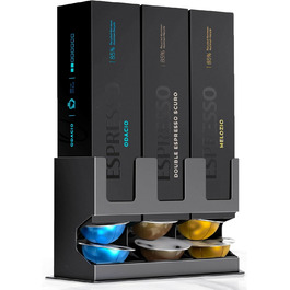 Диспенсер для капсул Nespresso Vertuo GalvanoX (3 шт.), органайзер для стільниці, сталевий, вміщує 3 смаки (30 капсул)