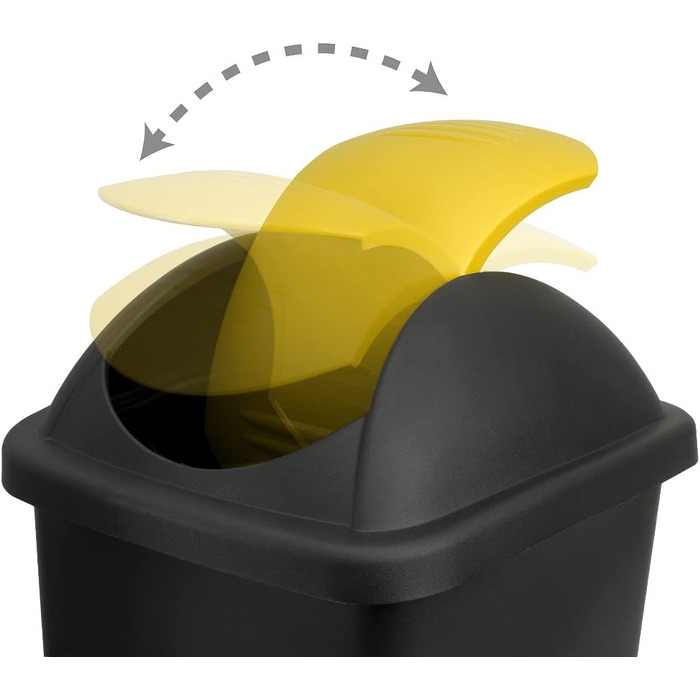 Відро для сміття Stefanplast з відкидною кришкою, об'ємом 60 літрів (Чорний / жовтий)