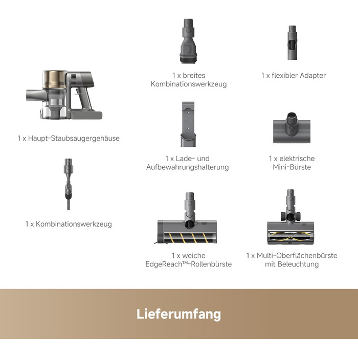 Бездротовий пилосос Dreame, 190AW, 90 хвилин роботи, LED-дисплей, синій LED, для дому, видалення шерсті тварин, килими (R30)