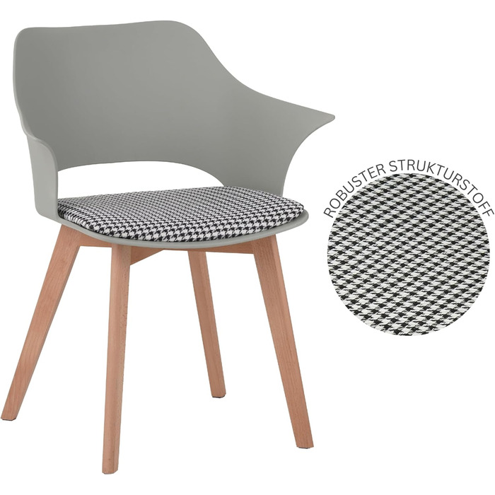 Набір з 4 стільців Albatros для їдальні Aalborg, білий - масивна букова ніжка, скандинавський ретро-дизайн, зручний стільчик-чаша. Елегантний кухонний стілець, стілець для їдальні до столу білий (зелений)