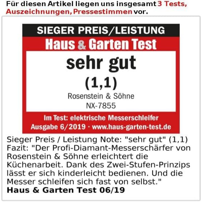 Електричний професійний точило для ножів Rosenstein & Söhne з алмазним диском, грубе та тонке точіння, 60 Вт