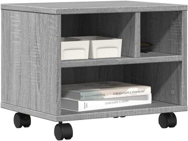Підставка для принтера на колесах з полицями, білий ДСП, для офісу та дому (Грау Сонома)