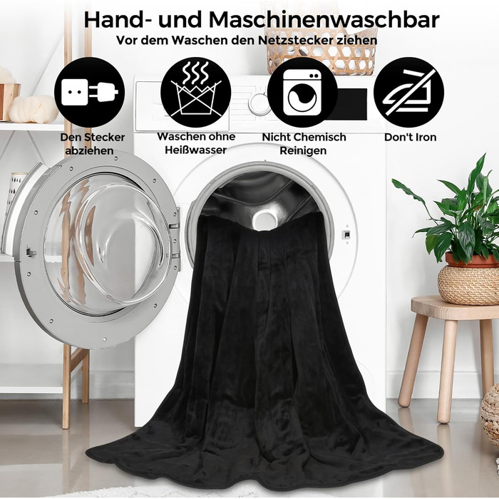 Електрична ковдра PROALLER з регулюванням температури, таймером та автовимкненням (160x130 см, чорна)