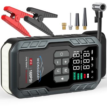 Powerbank Starthilfe 7000A для автомобіля: 27000 mAh, 160 PSI, компресор, LED-ліхтарик, для 12V бензинових та дизельних двигунів (до 8.0L)