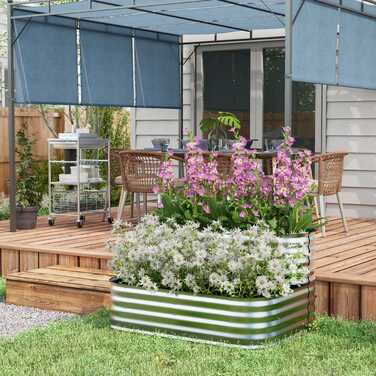 Полиця для рослин Outsunny Flower Shelf Садовий балкон 118x45x30см виготовлений з металу в сріблястому кольорі, міцний і стильний для ваших рослин