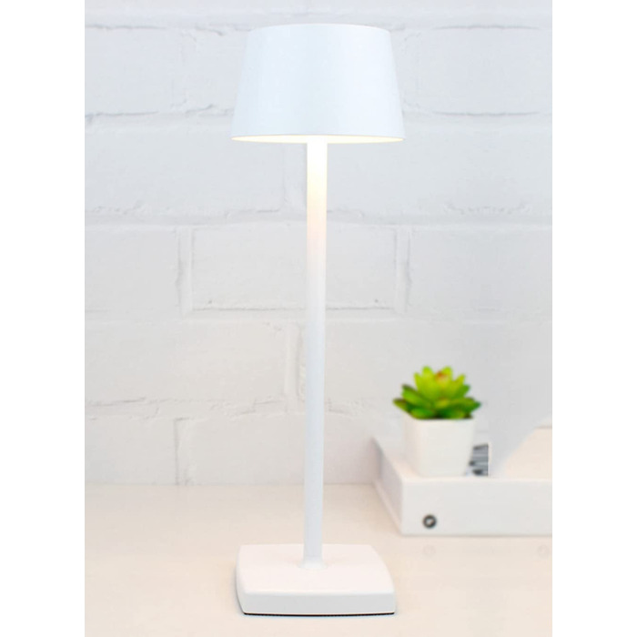 LED настільна лампа бездротова, 6000mAh, IP54, алюміній, сенсорне керування, тепле світло, для спальні, кав'ярні, ресторану