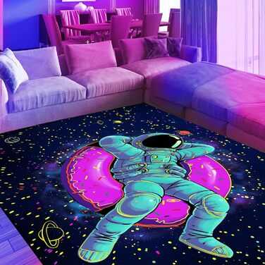 Дитячий килимок HOLAVIDA Blacklight Astronaut, UV-реактивний, не ковзає, світиться в темряві, 180x120см