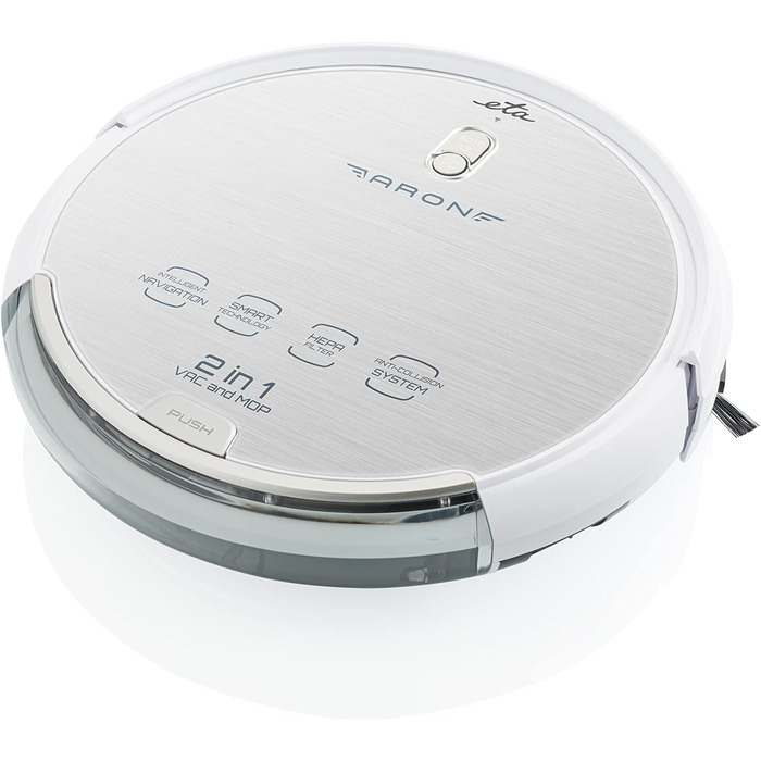 Робот-пилосос ETA Aron I 2в1: пилосос та мийка | 120 хв роботи | 300 мл резервуар | Керування через додаток | 7.2 см | HEPA фільтр