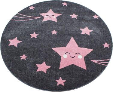 Дитячий килим з малюнком милої зірки, прямокутний, Не вимагає особливого догляду, Килимки для дитячої, дитячої або ігрової кімнат, Розмір Колір сіро-рожевий (200 х 290 см, рожевий)