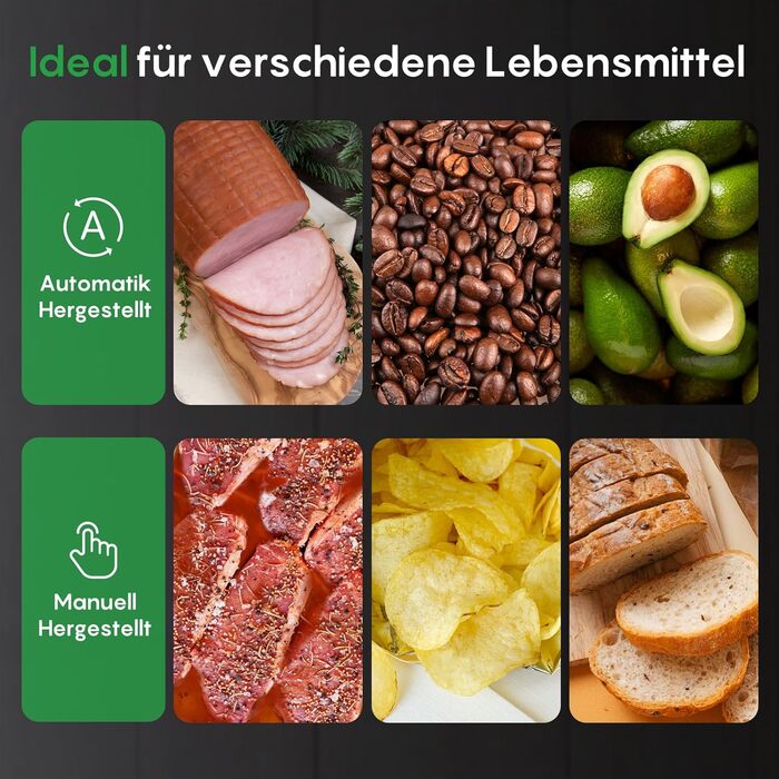 Вакууматор FRESKO Automax V2, автоматичний вакууматор для продуктів 140 Вт, подвійний гарячий шов, режими «сухий/вологий», чорний