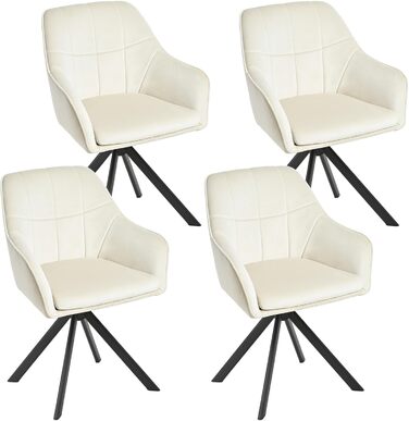 Крісло для їдальні з підлокітниками, набір обертових крісел, кухонне крісло, м'яке крісло з поліестеру та металевими ніжками (4 шт., кремовий)