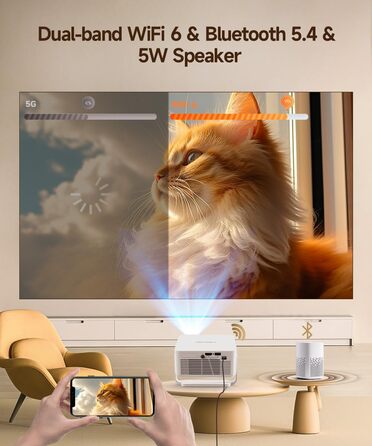 Magcubic HY300max Міні проектор 4K/8K з Android 14, WiFi 6, Bluetooth 5.4, Автофокус, для домашнього кінотеатру, білий