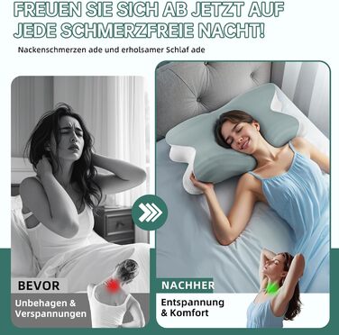 Подушка для сну на боці Rokehr, подушка для шиї, подушка з піною з пам'яті, подушка для підтримки шиї, подушка для сну на спині, животі та боці