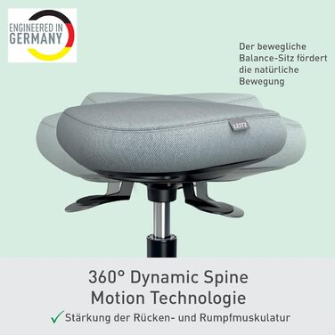 Офісний стілець Leitz Ergo Active з піною подвійної щільності, регульована висота 57-82 см, оббивка з переробленого матеріалу (110 кг), колір світло-сірий