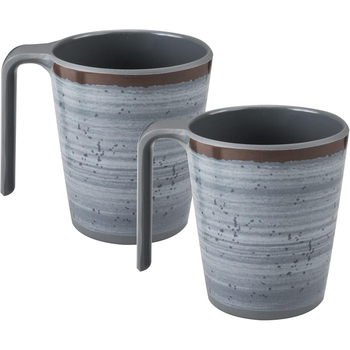 Набір посуду для кемпінгу Melamin для 2 особи, сірий, 8 частин (тарілки та кубки)