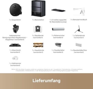 Робот-пилосос Mova Z60 Ultra Complete з вологою тканиною 28000 Па, LiftPro, перешкоди 8 см, DToF+Dual Laser+RGB/LED, AutoShield для килимів, MaxiReach моп & щітка, чорний