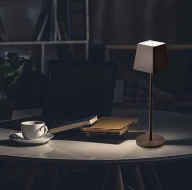 LED настільна лампа V-TAC з бездротовим живленням, сенсорне керування, акумулятор 4400 mAh, тепле світло 3000K, IP54, коричневий колір, для дому та вулиці