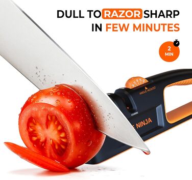 Точилка для ножів Sharp Pebble Orange Ninja з 5 регульованими кутами, преміум-якість – ручна точилка для кухонних та кишенькових ножів
