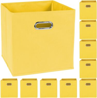 Набір з 10 коробок для зберігання, приблизно 30x30x30 см Жовтий - складна коробка з ручкою-органайзером Коробка для тканини Складна картонна полиця Коробка для складаний кубик Кошики для складаної коробки Дитяча коробка для іграшок Коробка для замовлення