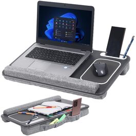 Підставка для ноутбука Ricoo з подушкою XXL, бамбукова підставка для laptop, стіл для ліжка/софи, з підкладкою для миші (LA0035, антрацит)