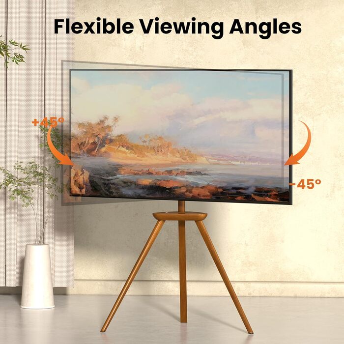 Підставка для телевізора PUTORSEN з дерева, регульована по висоті, для телевізорів 45-65 дюймів, до 40 кг, поворотна на 45 градусів, VESA 400x400 мм