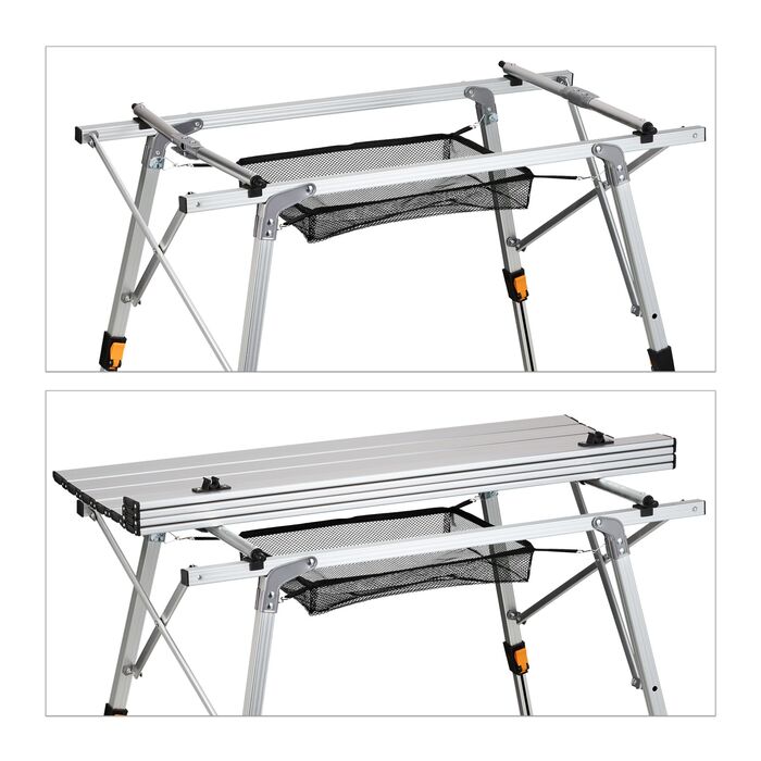 Relaxdays Регульований за висотою відкидний столик з алюмінію