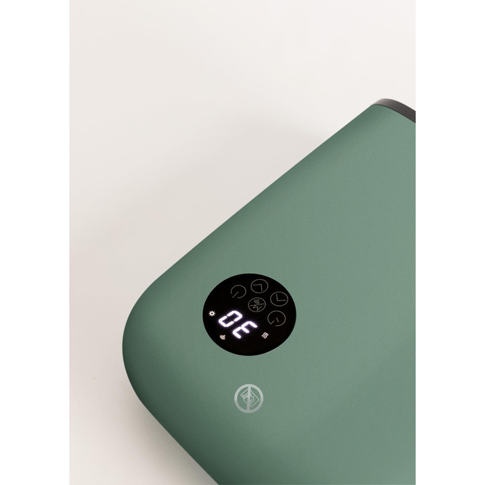 Електрична тепла стіна/підлога з Wi-Fi, салатовий колір, керування через додаток, до 20 м², датчик відкриття, захист від перекидання, 3 режими, LCD-дисплей, 2000W