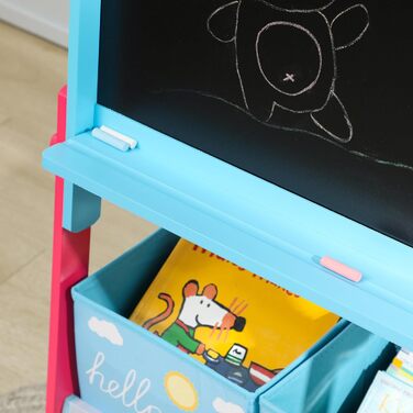 Дитяча мольберт-дошка AIYAPLAY 2 в 1 з двома ящиками для мольбертів та малюнком тварин