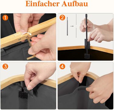 Кошик для білизни Lifewit 150L з кришкою, сортувальник для білизни з 3 відділеннями, велика коробка для білизни, сірий