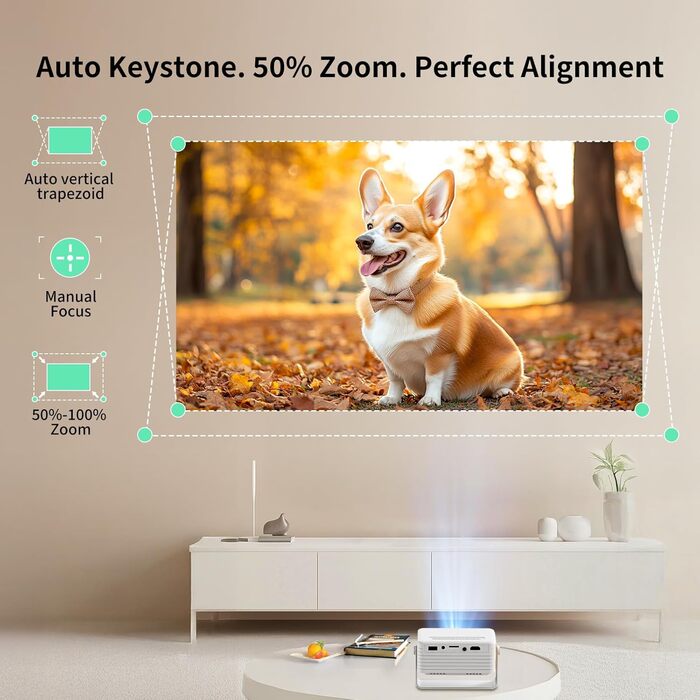 Міні проектор YOTON Y3 1080P: портативний для кінотеатру вдома, з авто-корекцією та HDMI/USB/Phone/PS5, жовтий