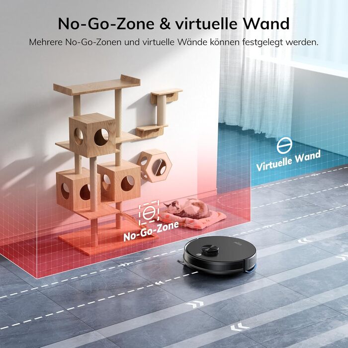 Робот-пилосос з функцією миття підлоги, автоматична станція самоочищення, лазерна навігація, зони заборони, 5000Pa, 5*2.5L мішки для пилу, 180 хвилин роботи, керування через додаток, для твердих підлог, килимів та шерсті тварин, S20