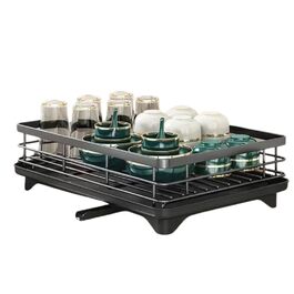 Сушарка для посуду з нержавіючої сталі 2-ярусна Abtropfgestell: компактна, з піддоном, тримачем для столових приладів, 360° вилив