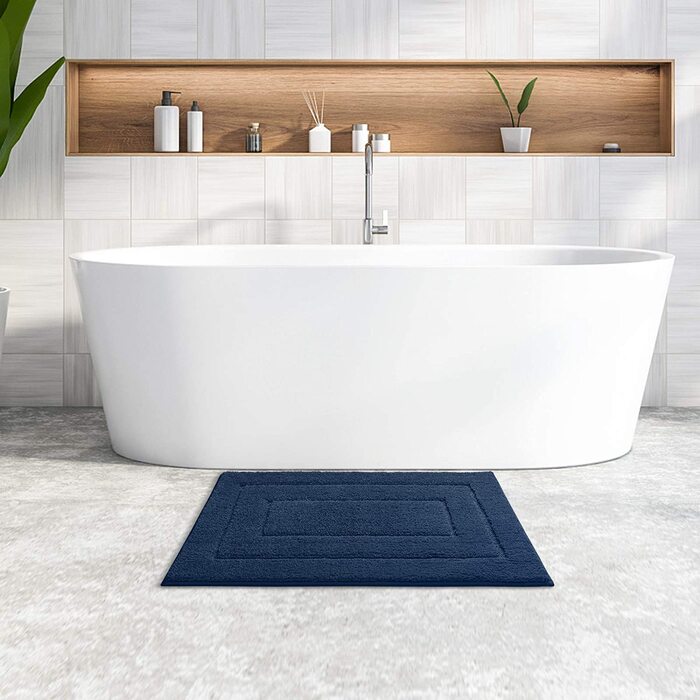 Килимок для ванної DEXI нековзний м'який килимок для ванної Водопоглинаючий килимок для ванної можна прати в пральній машині Килимки для ванної кімнати для душу, ванни і туалету- (40 x 60 см, темно-синій)