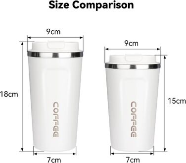 Набір термокружок ERBO для кави з нержавіючої сталі (2 шт.), 380 мл + 510 мл, білий + рожевий