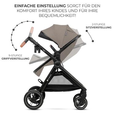 Дитяча коляска Kinderkraft ESME 3-в-1: комплект, до 22 кг, автокрісло I-size, бежевий колір