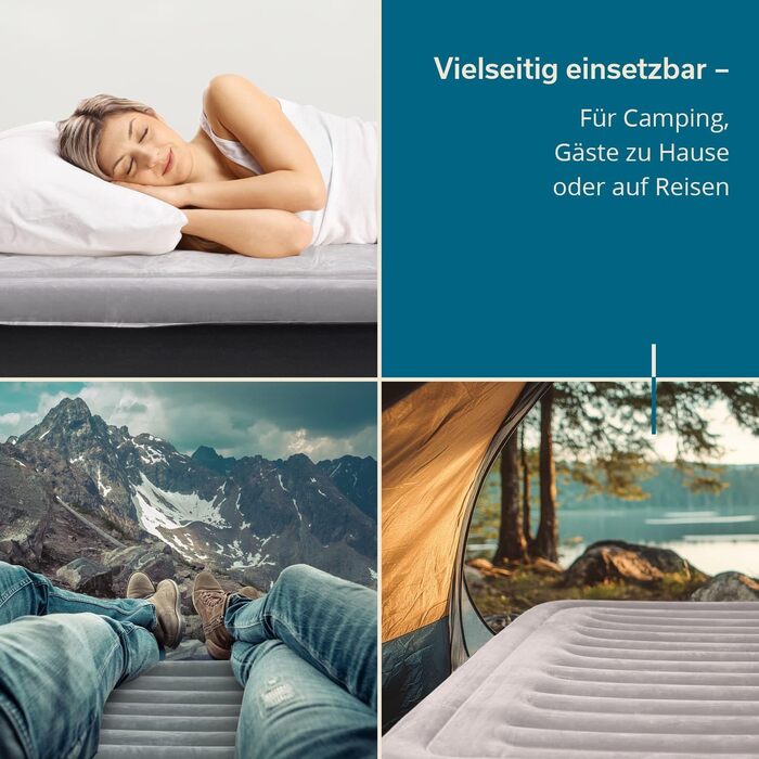 Надувна повітряна матрац Skandika Sveja Flex для 2 осіб з самонадувною системою та USB-помпою, 204 x 151 x 43 см, до 300 кг, з сумкою для перенесення