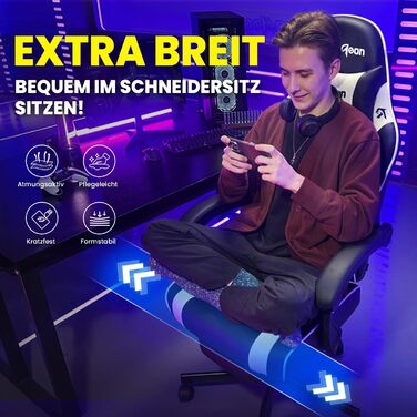 Ігровий крісло-крісло Gamer Sessel - ергономічне ігрове крісло з підтримкою попереку, регульоване по висоті, з м'якою оббивкою, ігровий стілець, 150 кг, велике (маленьке)