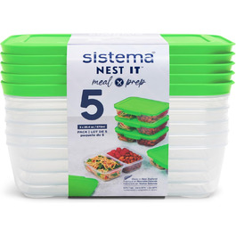 Набір контейнерів для їжі Nest IT Meal Prep | 5 шт, 1.9 л, 3 відділення, зелені