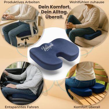Підкова для сидіння Ergonomisches IGR-сертифікована подушка з гелевою піною Memory Foam – зручна, знімає тиск, розслаблює м'язи та захищає спину – ідеально для офісу, авто та дому (Блакитна)