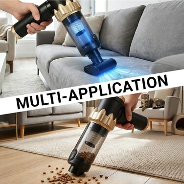 Акумуляторний ручний пилосос Handstaubsauger 26000Па, бездротовий автомобільний міні-пилосос 4-в-1 з безщітковим двигуном, 3 режими потужності для дому, авто та шерсті тварин, чорний