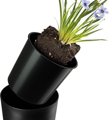 Набір горщиків KADAX (3 шт) з дерев'яною стружкою, чорний, 19.25/30 см