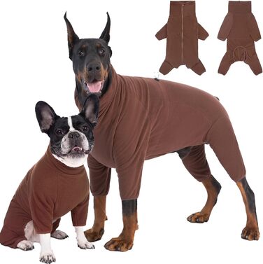 Пальто для собак Теплий светр для собак Флісовий пуловер Пуловер для собак на подвійній блискавці з довгими рукавами Зимове пальто для собак Теплий светр для собак для малих середніх великих собак Пальто для собак з ногами Куртка для собак 3XL Кава