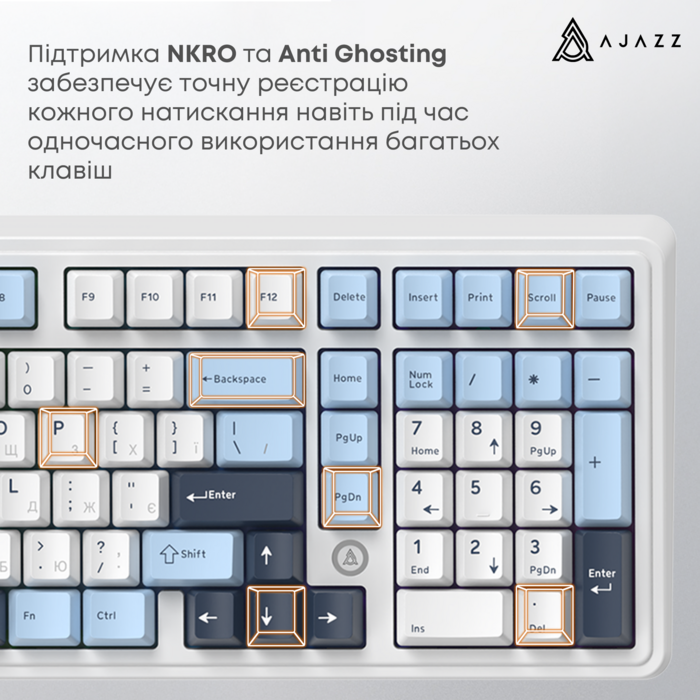 Дротова магнітна клавіатура Ajazz AK980 MAX Magnetic switches Blue White Dark Blue (AK980-MAX-M-BWD)