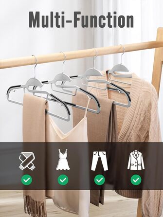 50 штук вішалок для одягу з пластику HOUSE DAY - міцні, з неслизьким покриттям, 360° обертання, сірі